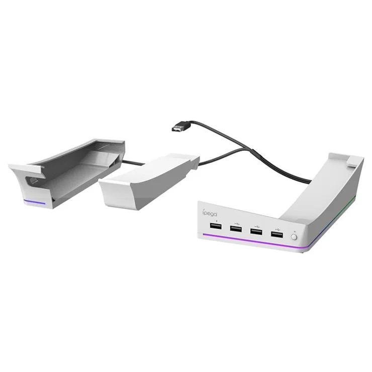 iPega For PlayStation 5 slim stand portable flat stand with 4 USB ports RGB lights for PS5 Slim iPega For PlayStation 5 slim stand portable flat stand with 4 USB ports RGB lights for PS5 Slim